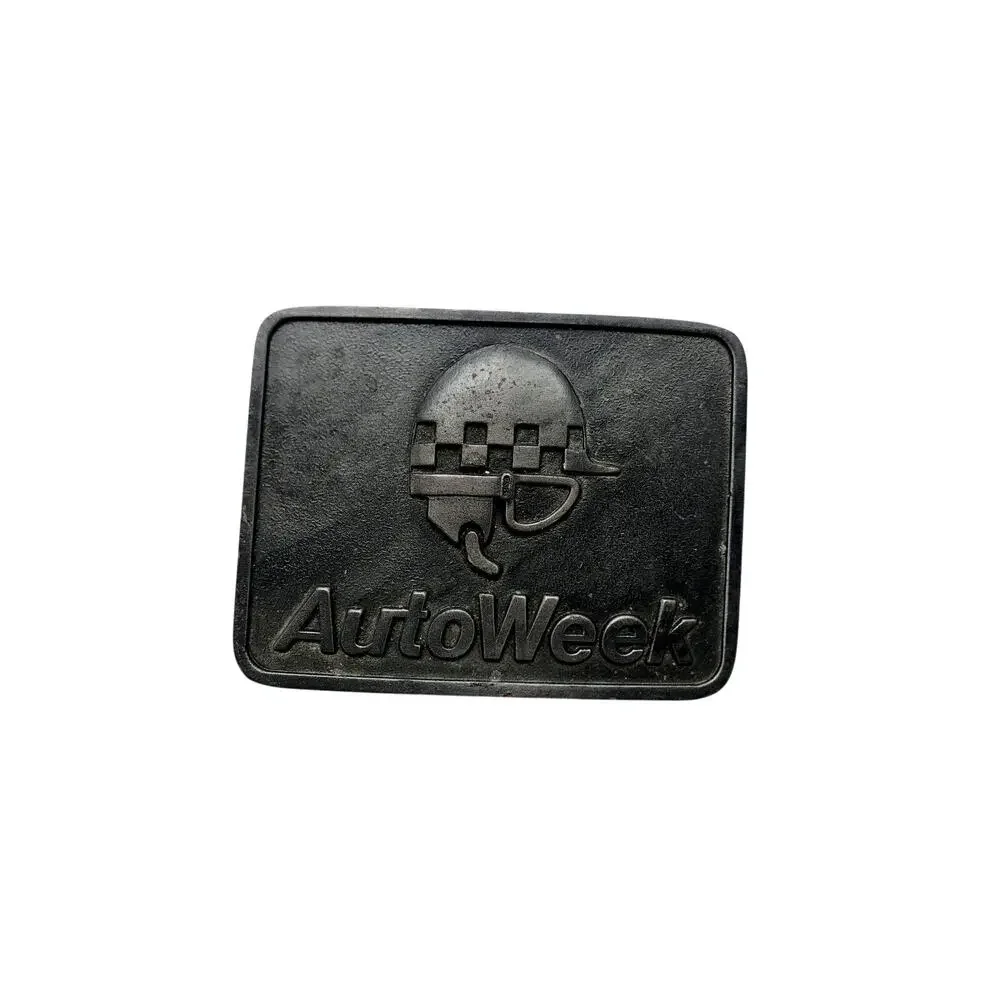 Pewter Belt Buckle AUTOWEEK Auto Racing Magazine R&S Vintage 1978 Excellent